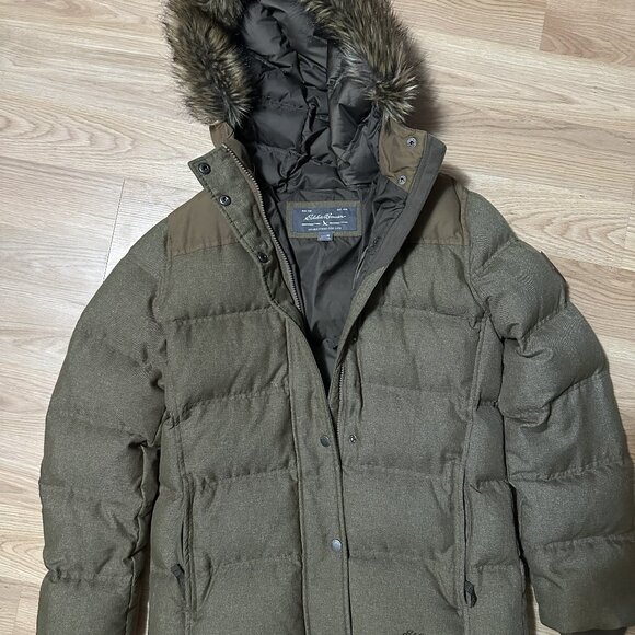 Eddie Bauer Women's Brown Goose Down Puffer Coat Jacket Size M Winter Ski - Picture 1 of 4